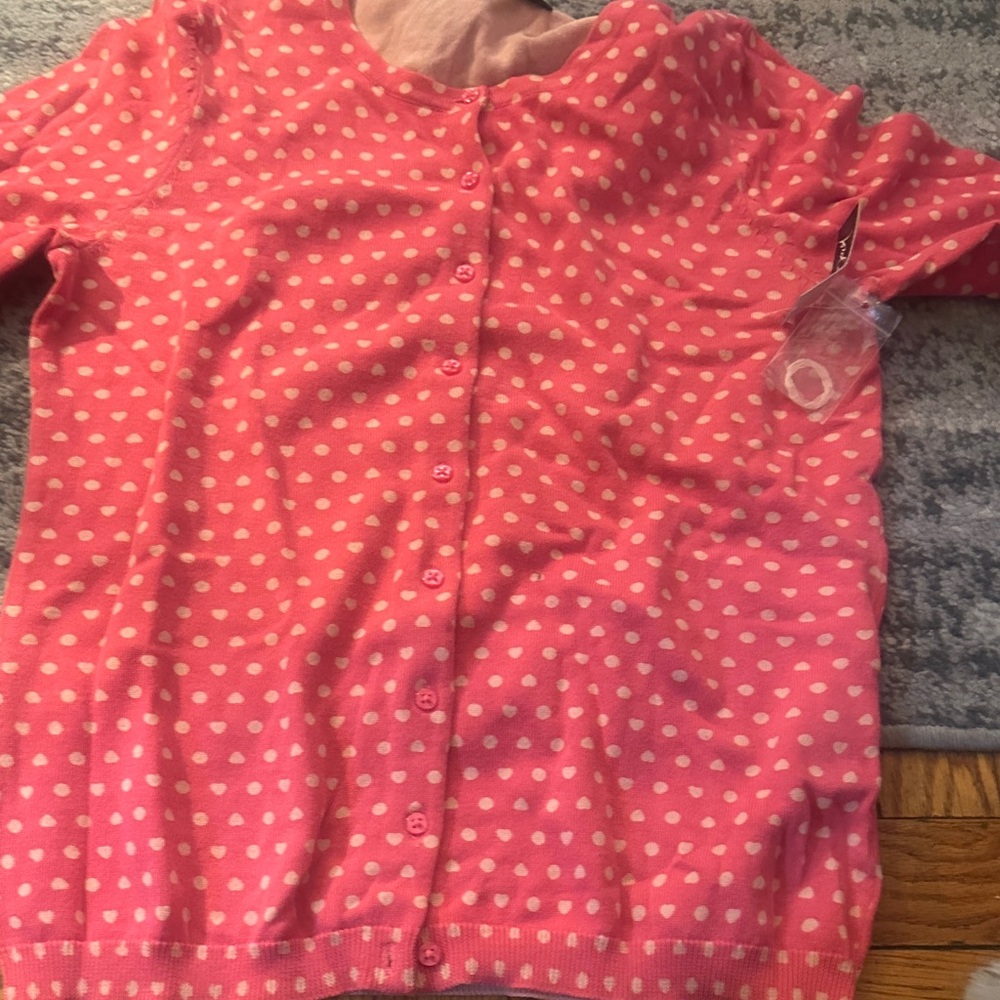 Lord & Taylor Pink Heart Cardigan